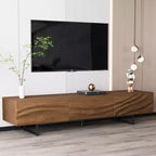 Meuble TV moderne de 70 pouces avec tiroirs et évents en bois massif, console multimédia pour salon
