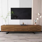 Meuble TV moderne de 70 pouces avec tiroirs et évents en bois massif, console multimédia pour salon