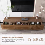 Meuble TV moderne de 70 pouces avec tiroirs et évents en bois massif, console multimédia pour salon