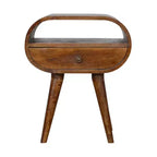 Table de chevet ronde ouverte - Bois de châtaignier massif de qualité supérieure