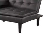 Canapé-lit futon, plateau rabattable et porte-gobelet, similicuir gris