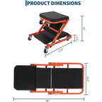 Siège roulant Z-Creeper, siège d'atelier pliant 2-en-1, 6 roulettes pivotantes, capacité de 150 kg