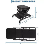 Siège roulant Z-Creeper, siège d'atelier pliant 2-en-1, 6 roulettes pivotantes, capacité de 150 kg