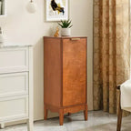 Bathroom Floor Cabinet, Single Door Storage Organizer with Open Compartment & Adjustable Shelf, Modern Storage Cabinet for Bathroom
