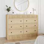Commode avec façade cannelée en bois, commode moderne en chêne, meuble de rangement pour chambre, salon, couloir, entrée, chêne naturel