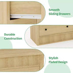 Commode avec façade cannelée en bois, commode moderne en chêne, meuble de rangement pour chambre, salon, couloir, entrée, chêne naturel