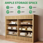 Commode avec façade cannelée en bois, commode moderne en chêne, meuble de rangement pour chambre, salon, couloir, entrée, chêne naturel