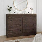 6-Drawer Dresser with Wooden Fluted Design, Modern Oak Chest of Drawers, Storage Organizer for Bedroom, Living Room, Hallway, Entryway, Natural Oak