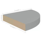 Étagère d'angle murale en MDF gris nid d'abeille, métal, taille moyenne